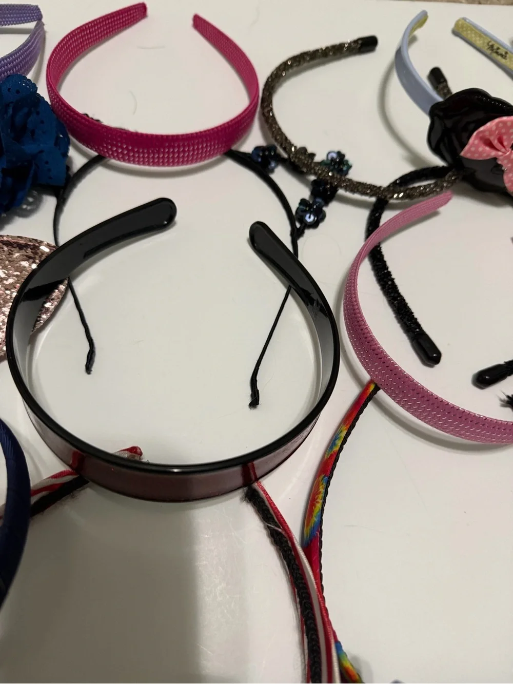 Head bands large lot variety of colors sparkly unicorn etc